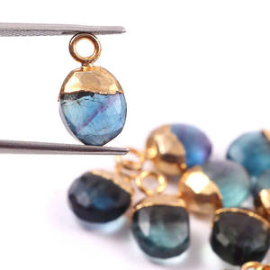 Venta al por mayor de piedras preciosas de fluorita semipreciosas ovaladas facetadas dijes colgantes de oro galvanizados dijes de piedras preciosas para la fabricación de joyas - Product Image 2