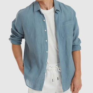 Camicia Casual in <span class=keywords><strong>Lino</strong></span> a Maniche Lunghe da <span class=keywords><strong>Uomo</strong></span>, Camicia con Bottoni, 100% <span class=keywords><strong>Lino</strong></span>, Blusa da <span class=keywords><strong>Uomo</strong></span>, Abbigliamento Maschile Sostenibile - Product Image 6