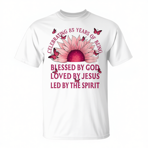 Blessé par Dieu depuis 85 ans, t-shirt d'anniversaire tournesol rose - Product Image 2