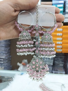 Juego de collar y pendientes étnicos chapados en oro con perlas para bodas, fiestas, incluye anillo, regalo de uso nupcial perfecto - Product Image 3