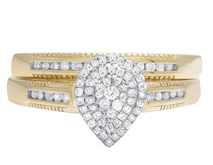 Conjunto nupcial de Halo en forma de pera, anillo de desgaste para fiesta de boda con plata de estrella S925 en anillo de compromiso elegante de diamante Moissanite - Product Image 3