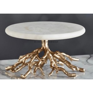 High Demanding Brass Antique Finished Top Quality Metal Antique Fancy Designer <b>Cake</b> Stand With Clear Glass Top <b>Cover</b> From India - Product Image 4