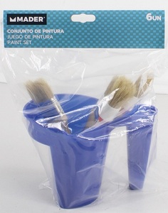 <b>Paint</b> <b>set</b> with container, 3 paintbrushes and 2 brushes (Mader 68119) - Product Image 2