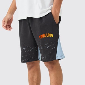 Pantalones cortos de gimnasio de algodón pesado 100% al por mayor, pantalones cortos transpirables de felpa con logotipo impreso personalizado para hombres - Product Image 1