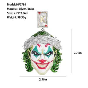 Nouveaux designs de bijoux fins en argent sterling 925 avec moissanite VVS, pendentifs et breloques vintage en argent, pendentif Joker pour homme - Product Image 3