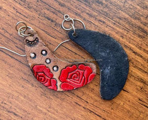 New Arrival Western Style Hand Tooled Carving <b>Leather</b> Earrings Women Cute Trendy Teardrop <b>Leather</b> Flower Earring Western <b>Jewelry</b> - Product Image 4
