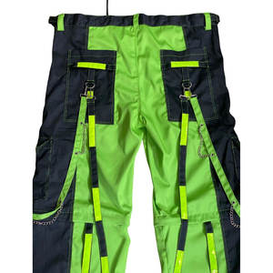 Pantalon gothique néon pour homme, vert et noir, jambes fendues, boucles, sangles, chaînes, cargo, emo 2026 - Product Image 4