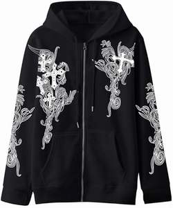 เสื้อฮู้ดซิปผ้าฟลีซคอตตอนพรีเมียม ออกแบบเองได้ ทรงหลวม ปักลาย ซิปหนา สำหรับฤดูหนาว ไซส์ใหญ่ ขายส่งจำนวนมาก - Product Image 1