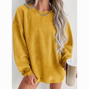 Sweat-shirt à capuche personnalisé pour femme, hiver 2025, logo sur le devant, pull oversize, col rond, tricot lavé, doux, décontracté - Product Image 2