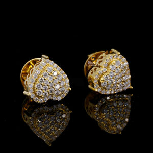 Boucles d'oreilles en or massif 10kt avec diamants ronds taille brillante VVS clarté cultivés en laboratoire clous de bijoux de mode pour les femmes - Product Image 2