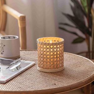 Meilleur prix rotin tissé verre bougeoirs rotin bougeoir thé lumière bougeoir pour table mariage décor du Vietnam - Product Image 2