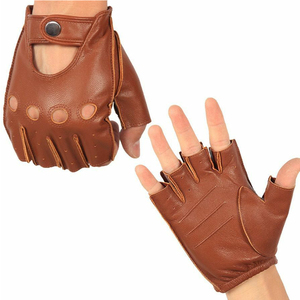 Gants de conduite pour hommes en cuir, gants de conduite sans doigts, gants de course en cuir, gants de sport personnalisés - Product Image 2
