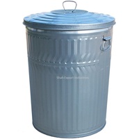 Poubelle en métal galvanisé robuste pour la maison et le jardin Poubelles en métal fait à la main avec couvercle