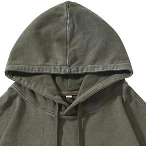 Sweat à capuche oversize pour homme en coton/fibre de bambou/polaire, coupe-vent, écologique, blanc délavé, avec logo personnalisé, poche hiver - Product Image 5