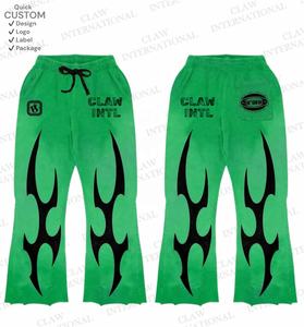 Trajes de sudor personalizados con lavado ácido, conjuntos de chándales completos acampanados bordados con apliques de cremallera gruesa de algodón y pantalones de chándal para hombres - Product Image 3