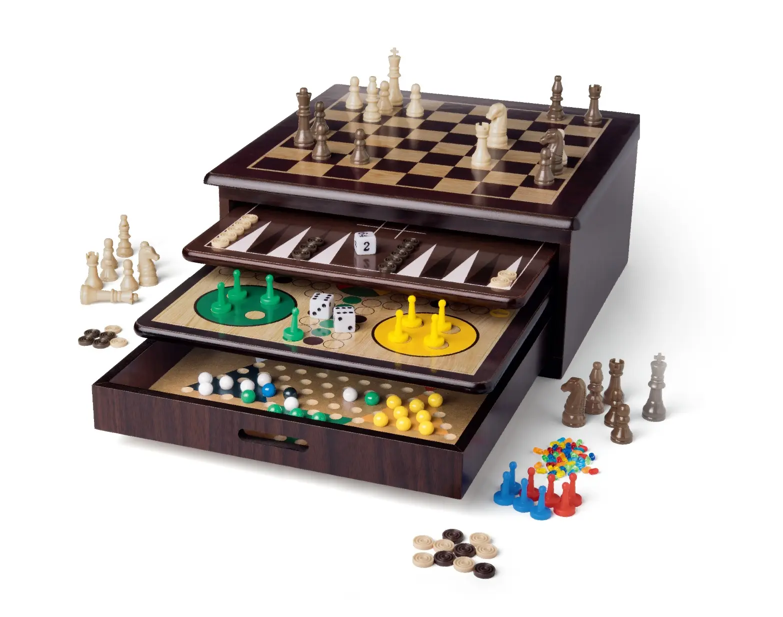 Holz schach Luxus Checkers Holz Brettspiel Set Schublade Design Schach Lernspiel zeug Kinder Brettspiel