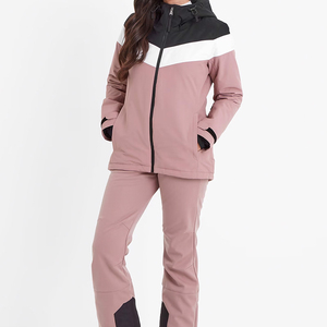 Veste d'hiver imperméable Colorblock pour femme Manteau de neige coupe-vent à capuche pour vêtements de plein air - Product Image 2