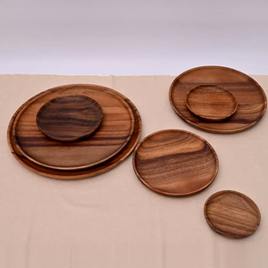 Bandeja Redonda de Madera de Diferentes Tamaños para Restaurante, Platos de Madera Maciza de Teca Negra de Alta Calidad Sudamericana para Servir Alimentos - Product Image 4