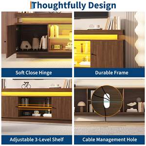 Mobile TV in Legno di Noce con Luci LED, Top Flottante, Stile Mid-Century Moderno, Centro Intrattenimento, Console Multimediale, Arredamento per la Casa - Product Image 2