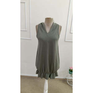 Jane's Women's Hooded Off-Shoulder <b>Ruffled</b> Hem Short Modal <b>Dress</b> - Casual Loose Fit Mini Length Summer Spring Fashion - Product Image 4