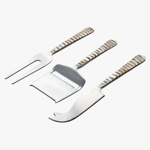 Tabla de queso de mesa hecha a mano con juego de utensilios de acero inoxidable Diseño forjado recién llegado Tabla de queso de corte de material de Bambú - Product Image 1