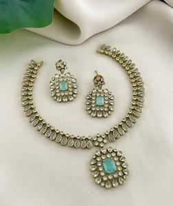 Collar Kundan antiguo de lujo, collar de circón real y Kundan, conjunto de joyería de boda india, collar clásico para mujer - Product Image 5