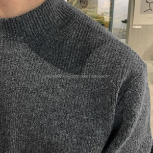 Sudadera de invierno personalizada para hombre, prendas de punto de gran tamaño informales vintage gruesas con jersey de cuello simulado, ropa duradera con logotipo frontal - Product Image 5