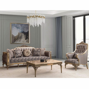 High-End European Classic Accent <b>Chair</b> Ornate Gilded <b>Wood</b> Frame Upholstered Single Seating for Parlor - Product Image 4