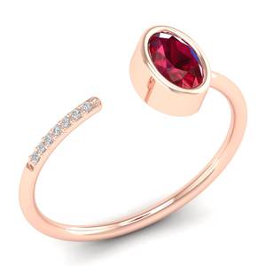 REYES Luxurious 14K Solid Gold Moissanite Engagement Band <b>Ring</b> Oval Cut 0.5 Carat Ruby Gemstone Adjustable <b>Rings</b> <b>For</b> <b>Women</b> - Product Image 2