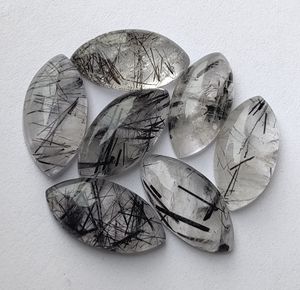 Wholesale Fine Quality Brazilian Lavira Brand Marquise Cut Natural Black Rutile Opal Cabochon Crystal Flat Back Loose Gemstones - Product Image 5