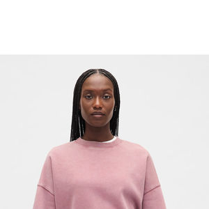 <b>Vintage</b> Winter Knitted 100% Cotton <b>Oversized</b> Eco-Friendly Customizable Women's Casual Loose Fit <b>Sweatshirt</b> Crew Neck Front Logo - Product Image 4