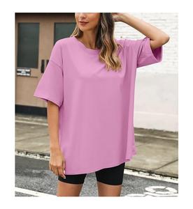 เสื้อยืดผ้าฝ้าย100% ทึบดีไซน์ใหม่สำหรับผู้หญิงเสื้อยืดคอกลมไหล่แบบครึ่งแขนเสื้อทรงโอเวอร์ไซส์ใส่สบาย - Product Image 3