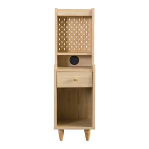 Mid-Century Modern Bedside Table with Pegboard Storage, Multifunctional Nightstand with <b>Drawer</b> and Open Shelf for <b>Small</b> Bedroom - Product Image 2