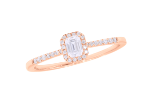 Romántico 0.31ct Lab Grown Esmeralda Halo Anillo de Compromiso 14K Oro Rosa Lujo OEM Anillo de diamantes Venta al por mayor Anillo de diamantes romántico - Product Image 4