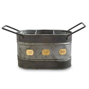 Soporte para cubiertos de 6 compartimentos de hierro galvanizado de diseño elegante, utensilios de cocina de buena calidad, almacenamiento de utensilios con asas - Product Image 4