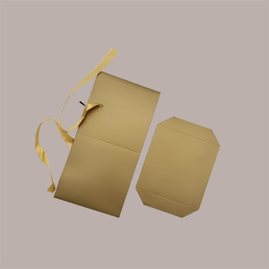 10pcs Self-Erecting Gold Paper Boxes with Satin <b>Ribbon</b> 10x10x10cm for Gift Packaging - Product Image 3