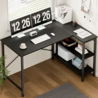 Escritorio en Forma de L OEM de 47 Pulgadas, Mueble para Juegos, Escritorio de Esquina para Oficina en Casa, Mesa para PC con Estantes de Almacenamiento Reversibles