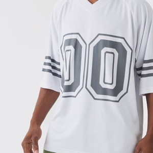 เสื้อฟุตบอลอเมริกันวินเทจแนวสตรีทเสื้อฟุตบอลอเมริกันไซส์ใหญ่พิเศษออกแบบได้ตามต้องการ - Product Image 2