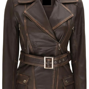 Vestes en cuir d'hiver pour femmes de qualité supérieure, respirantes, coupe-vent, avec fermeture éclair avant, décontractées, confortables, marron, noir, grandes tailles - Product Image 4