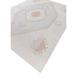 Alfombra Grande de Poliéster Tejida a Mano en Color Beige Marrón, Rectangular, Geométrica, Clásica, para el Hogar, el Pasillo, para Adolescentes - Modelo Phpl-53 - Product Image 2