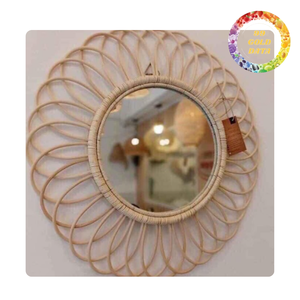 Miroir mural en rotin fait à la main du Viet Nam | Boho Chic Home Decor | Différentes formes et tailles - Product Image 2