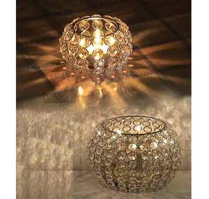 Set of 2 Silver Crystal & Metal <b>Tealight</b> <b>Holders</b> for Tabletop Home & Christmas Lighting Decor Round Candle Votive - Product Image 5