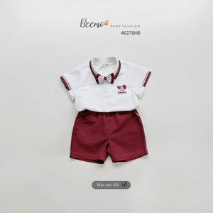 Ensemble de polo 3 pièces de haute qualité pour bébés garçons vêtements de fête d'été avec ours broderie nœud tailles 1-7 manches courtes - Product Image 5