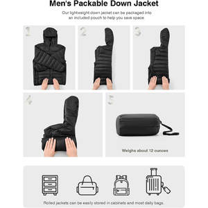 Chaqueta de plumón para hombre con tela acolchada para máxima calidez, chaqueta de invierno para hombre con cierre de cremallera para estilo y comodidad - Product Image 4