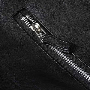 Veste en cuir pour homme de qualité supérieure, couleur unie, respirante, à capuche, avec col montant et logo frontal, style streetwear vintage, décontractée - Product Image 6