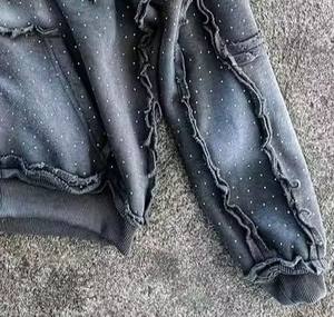 Sudadera con capucha boxy de algodón para hombre, ropa de calle, logotipo bordado personalizable, sudadera transpirable para invierno con diamantes de imitación - Product Image 6