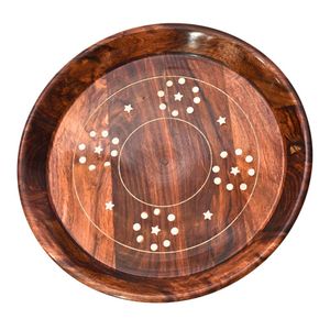 Juego de 6 Platos de Madera Tallados Tradicionales Ecológicos, Platos Redondos de Madera 100% Premium al por Mayor - Product Image 1