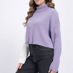 Pull en maille épaisse pour femme, tendance hivernale, épaules tombantes, col montant, couleur personnalisée, écologique, vintage, OEM - Product Image 3