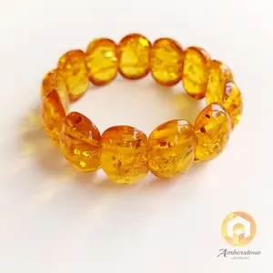 Gold Cognac Amber Bracelet 19.6g