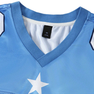 Maillot de football personnalisé à col en V, imprimé par sublimation, en mesh, avec nom/numéro, respirant, anti-humidité, 100% polyester, tailles adultes - Product Image 3